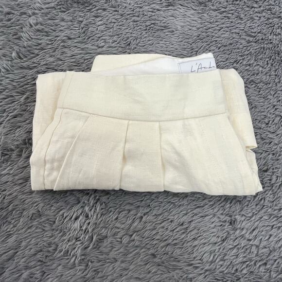 L'academie Shorts Womens Small (27x6) Beige 100% Linen Pleated - New - Picture 13 of 14